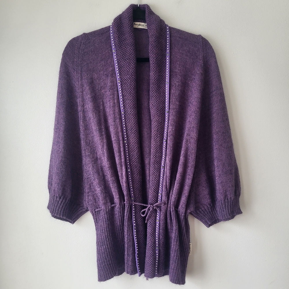 Bianca Maria Caselli Purple Knit Whimsigoth Retro Style Cardigan
